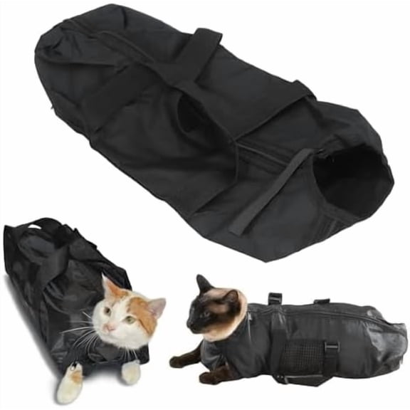 Cat Grooming Bag Adjustable Mesh Bathing Restraint for Nail Trimming and Vet Care