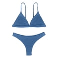 thumbnail image 1 of Womens Swimsuits Solid Color Spaghetti Strap Backless Separate Bikini Blue Womens Bathing Suits M, 1 of 4