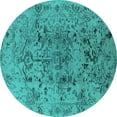 thumbnail image 1 of Ahgly Company Indoor Round Oriental Turquoise Blue Industrial Area Rugs, 7' Round, 1 of 4