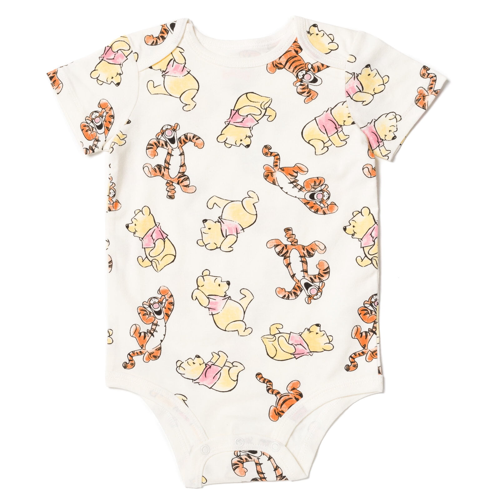 Disney Winnie the Pooh Tigger 4 Pack Cuddly Snap Bodysuits made with Organic Cotton Newborn to Infant