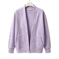thumbnail image 4 of Edvintorg Coats for Women Fleece Long Sleeve Open Front Loose Casual Jacket with Pockets Clothes for Women S-2XL Purple, 4 of 4
