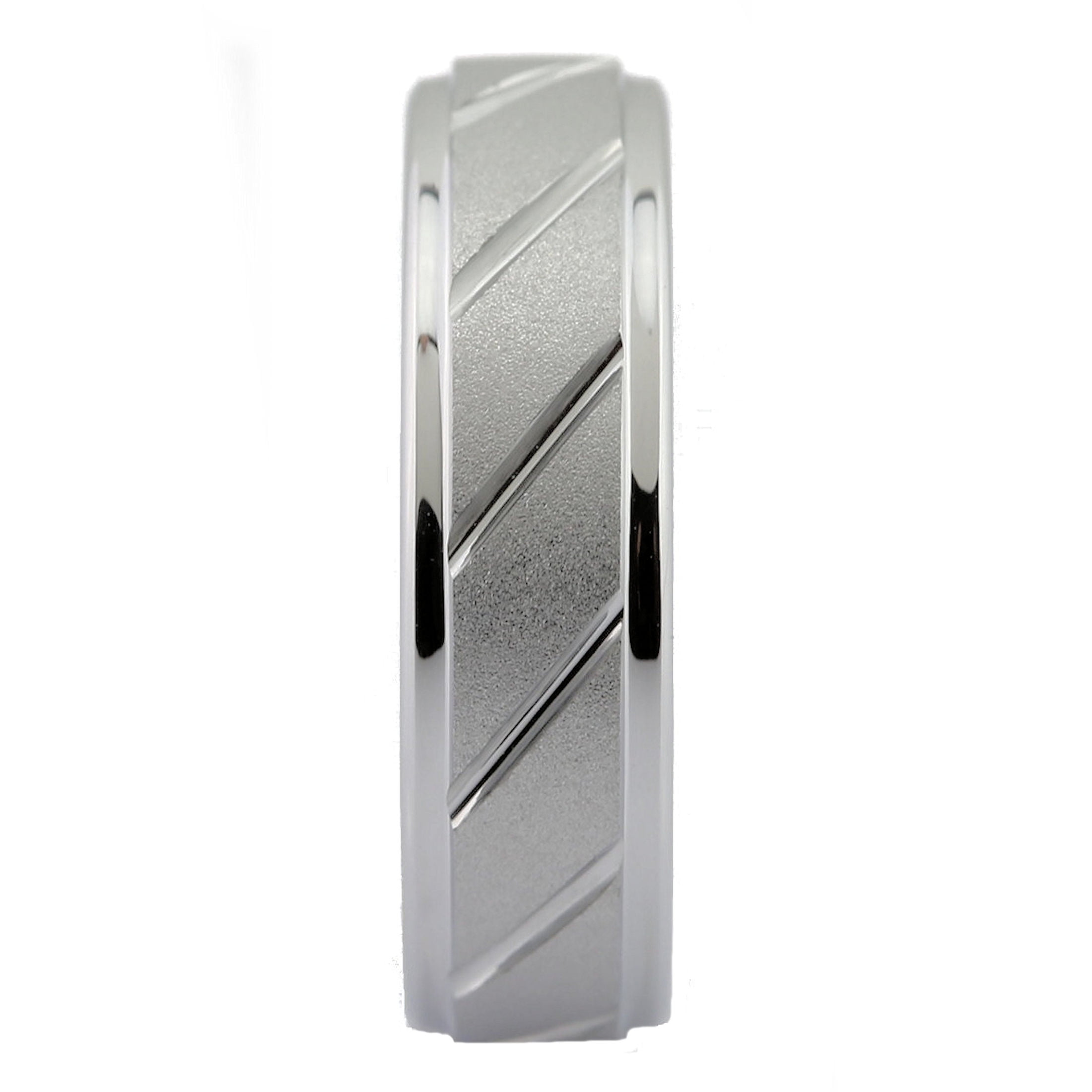 MJ Metals Jewelry Unisex Adult White Tungsten Carbide 6mm