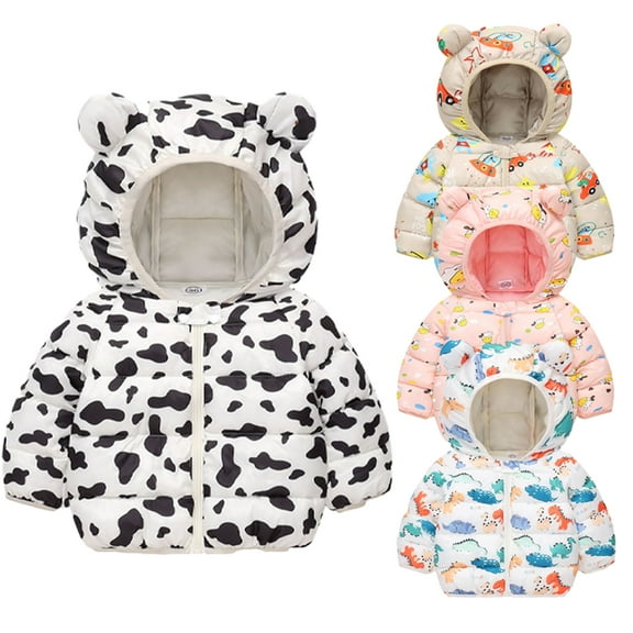 Esaierr Toddler Winter Down Coats Jackets Down for Baby Boys Girls, Cute Light Puffer Jacket Outwear Ears Coats with Hoods Outwear for 1-7Y