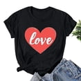thumbnail image 5 of BiZtdJrK Hoy Oferta Flash Women's Valentine's Day Heart Shirts 2025 Fashion Graphic Tees Tops Loose Casual Crew Neck Short Sleeve Blouse Black L, 5 of 6