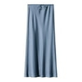 thumbnail image 5 of Vestido largo de satén de color liso con cintura alta y cordón para mujer - Elegante y fluido, ideal para fiestas y ocasiones formales - Tejido de poliéster - Tallas S-XL, 5 of 5