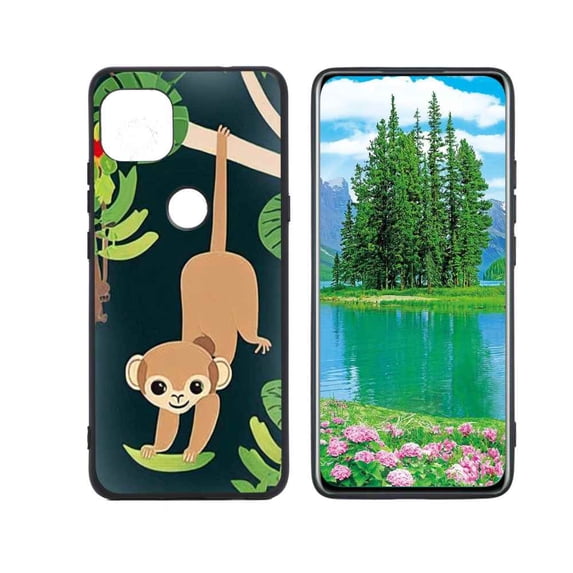 Compatible with Motorola G 5G Phone Case, Jungle-Theme-Monkey-Tiger-7 Case Silicone Protective for Teen Girl Boy Case for Motorola G 5G