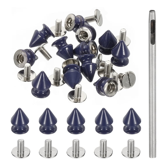 Uxcell 0.47'' Studs for Clothing 12 Sets Spikes for Clothes Studs and Spikes Leather Rivets Metal Cone Blue
