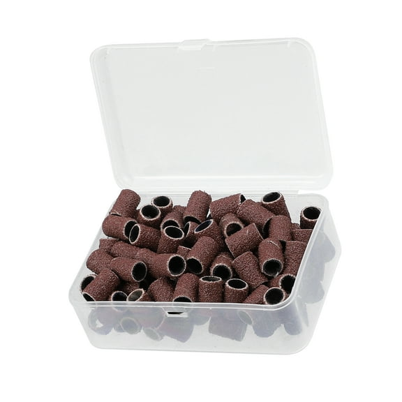 Unique Bargains 100 Pcs 80 Grit Nail Drill Bits Sanding Bands Gel File Polish Remover For Electric Nail Tools Brown