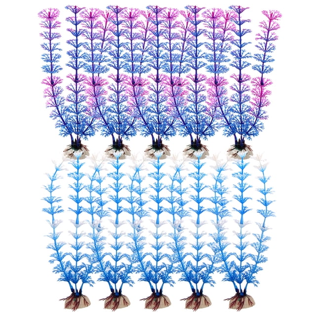 Plantas acuáticas artificiales de algas marinas Laklulu para acuario, decoraciones de plantas de plástico para peceras, 10 piezas