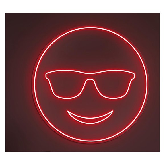 Letrero De Neón LED Con Gafas Sol Y Cara Sonriente, Emoji Feliz, Decoración Pared Para Habitación Infantil, Dormitorio, Guardería 40cm