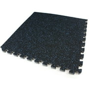 FlooringInc 3/4 Thick Soft Rubber Interlocking Gym Flooring Tiles, 2'x2', 6 Tiles, 24 sqft, Blue