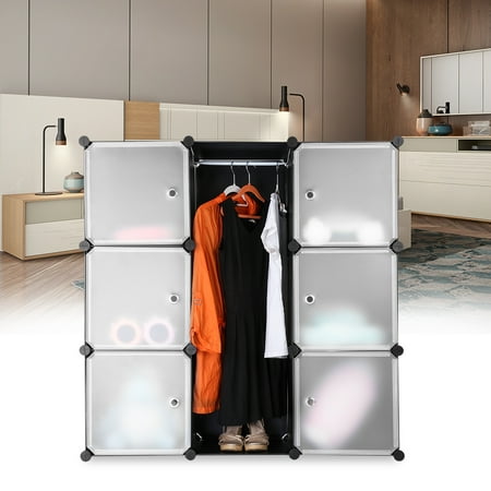 LANGRIA 9 Cube Stackable Plastic Cube Storage Shelves with Translucent White Doors for Home Clothes Shoes Toys Knickknacks Storage Display