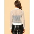 thumbnail image 3 of INSPIRE CHIC Women's Zip Up See Through Long Sleeve Bomber Jacket White M, 3 of 4