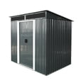 thumbnail image 3 of CoSoTower 6FT X 5FT Outdoor Metal Storage Shed with Lockable Sliding Doors and Transparent Plate for Garden, Lawn (Black and White), 3 of 9