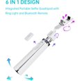 thumbnail image 4 of Ambertronix Trípode selfie Stick Quadrapod de 40", luz integrada, control remoto inalámbrico Bluetooth, extensible, acero inoxidable, 3 modos de luz, 9 niveles de brillo, compatible con todos los disp, 4 of 5