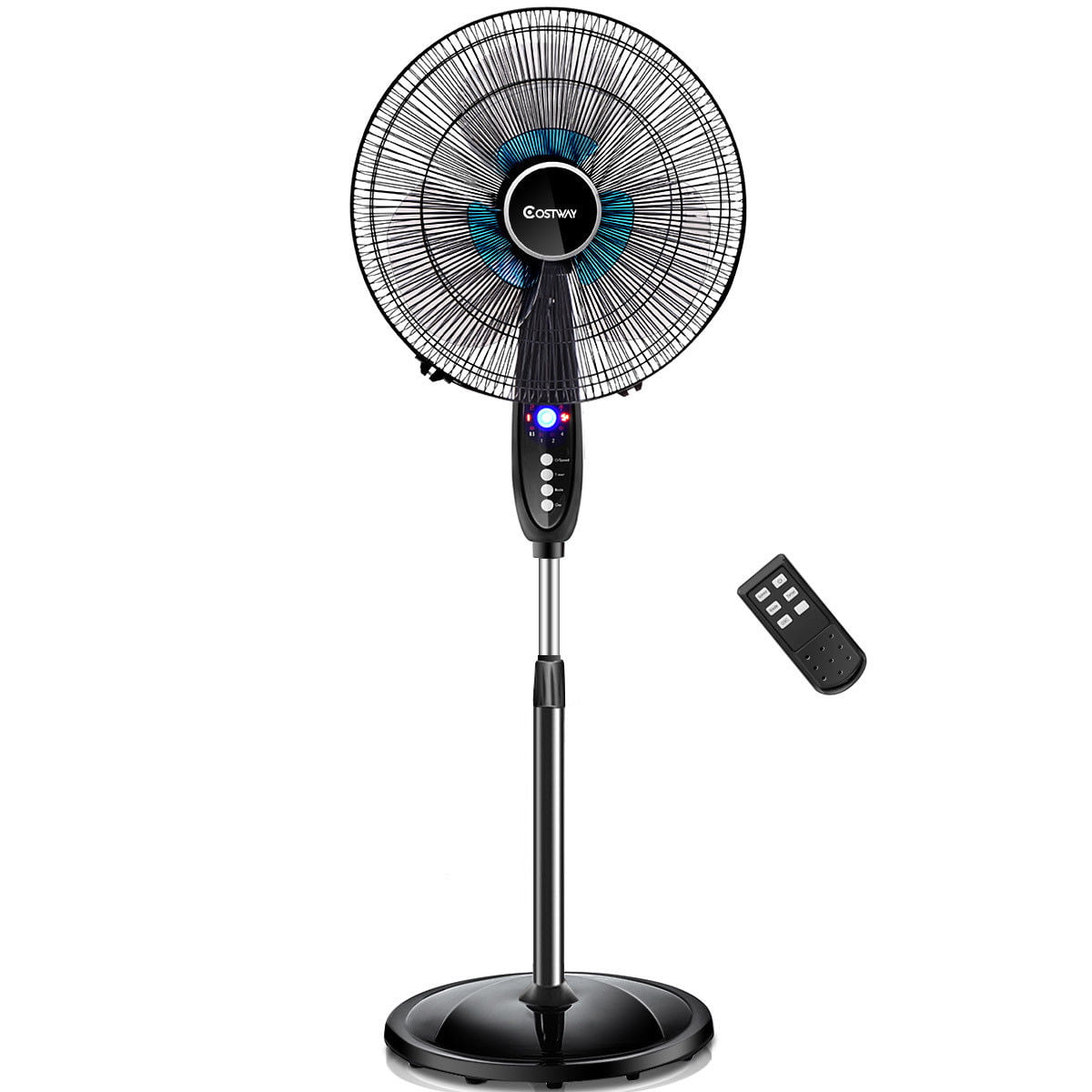 zaizai Pedestal Fan Powerful 4 Speed 3 Modes Adjustable Height Tilt Oscillating Fan with Timer Function Remote Control Large Standing Fan