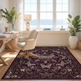 thumbnail image 3 of Design&I 3'x5' Ultra Soft Throw Mat, Butterfly Botanical Symbols Scroll Border Vintage Gothic Moth Playful Expressive None Fluffy Washable Easy Care Indoor rug for Bedside Hallway, 3 of 7