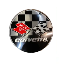 Hangtime Corvette with racing flags 24 inch Garage Sign