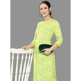 thumbnail image 4 of Janasya Women's Lemon Green Crepe Digital Print Dress with Palazzo, 4 of 7