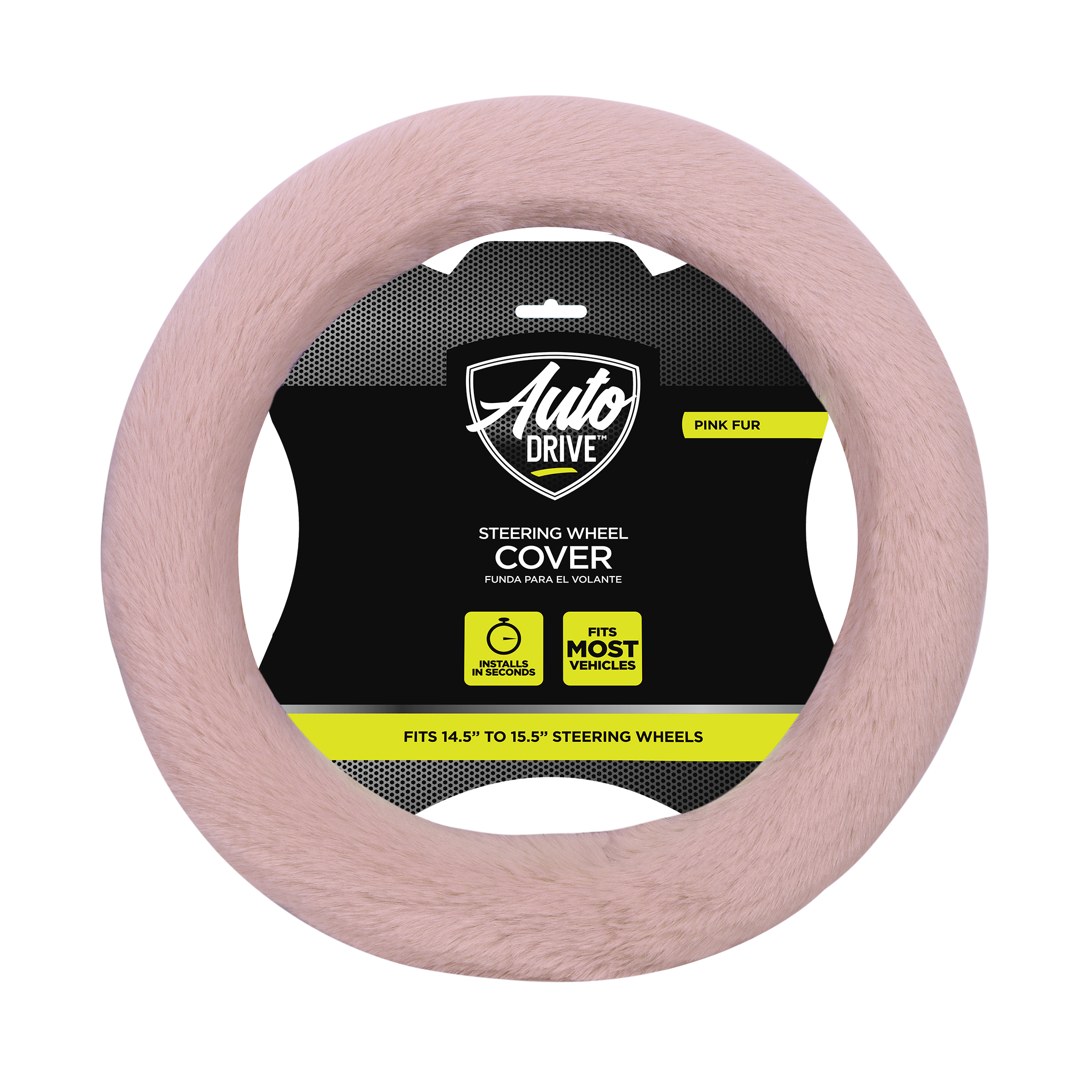 Auto Drive Pink Faux Fur Steering Wheel Cover photo 6