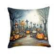 thumbnail image 4 of Calacas Skeletons Spooky Halloween Fabric Decorative Pillow 18 in x 18 in, 4 of 15