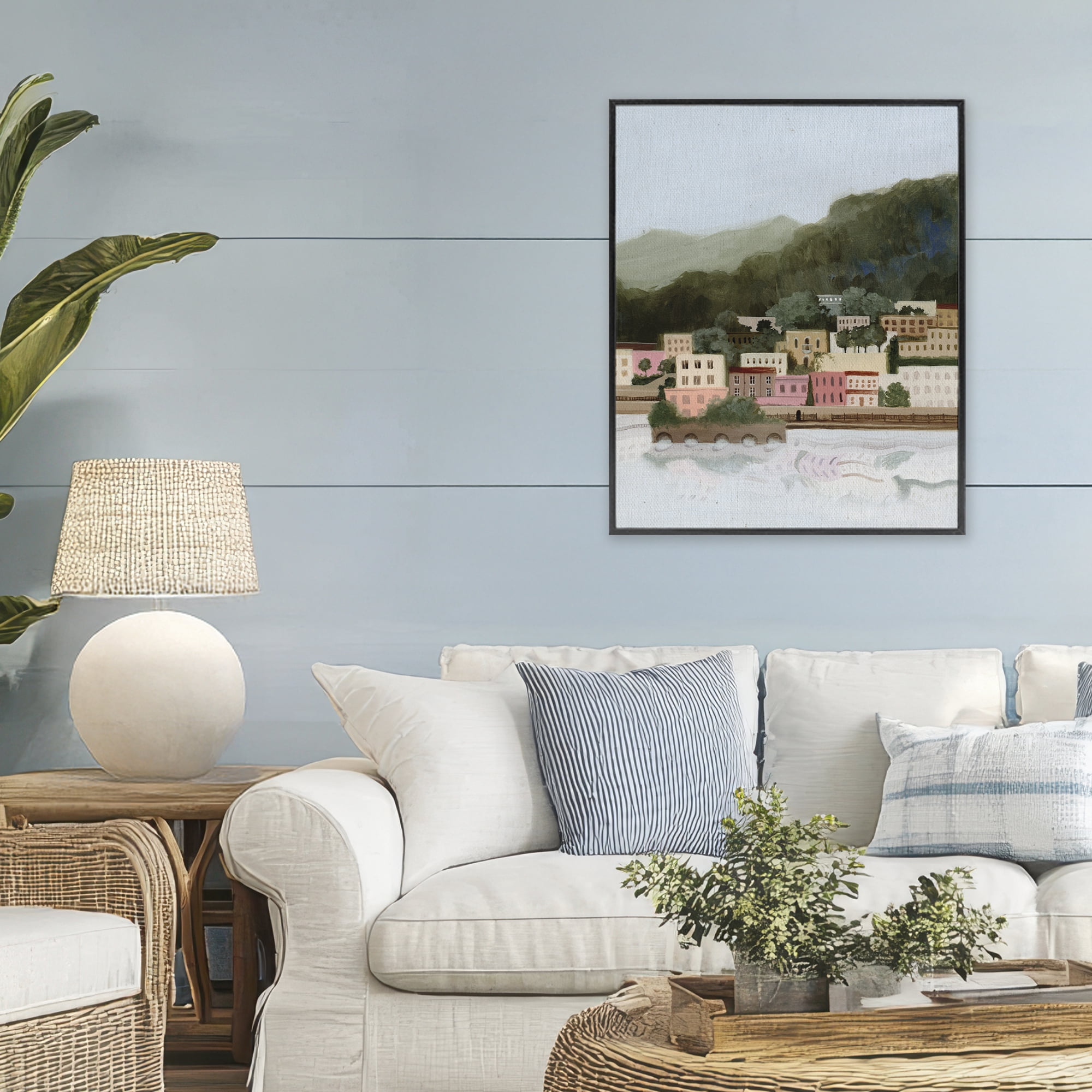 Stupell Industries Mountains By The Sea Black Framed Giclee Art, design by Grace Popp