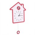 thumbnail image 4 of Diseño de estilo nórdico Reloj de cuco moderno simple Reloj de informe Reloj oscilante Reloj de pared (rojo), 4 of 8