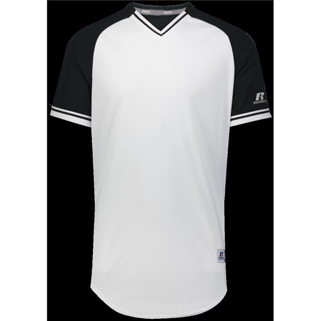 Maillot Classique Col en V pour Adulte, Blanc & Noir - 2TG