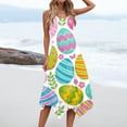 thumbnail image 6 of Minjewel Women's Easter Midi Dress, Round Neck Sleeveless Floral Print Irregular Hem Casual Dress, Spring Church & Garden Party Outfit,Multicolor L, 6 of 8
