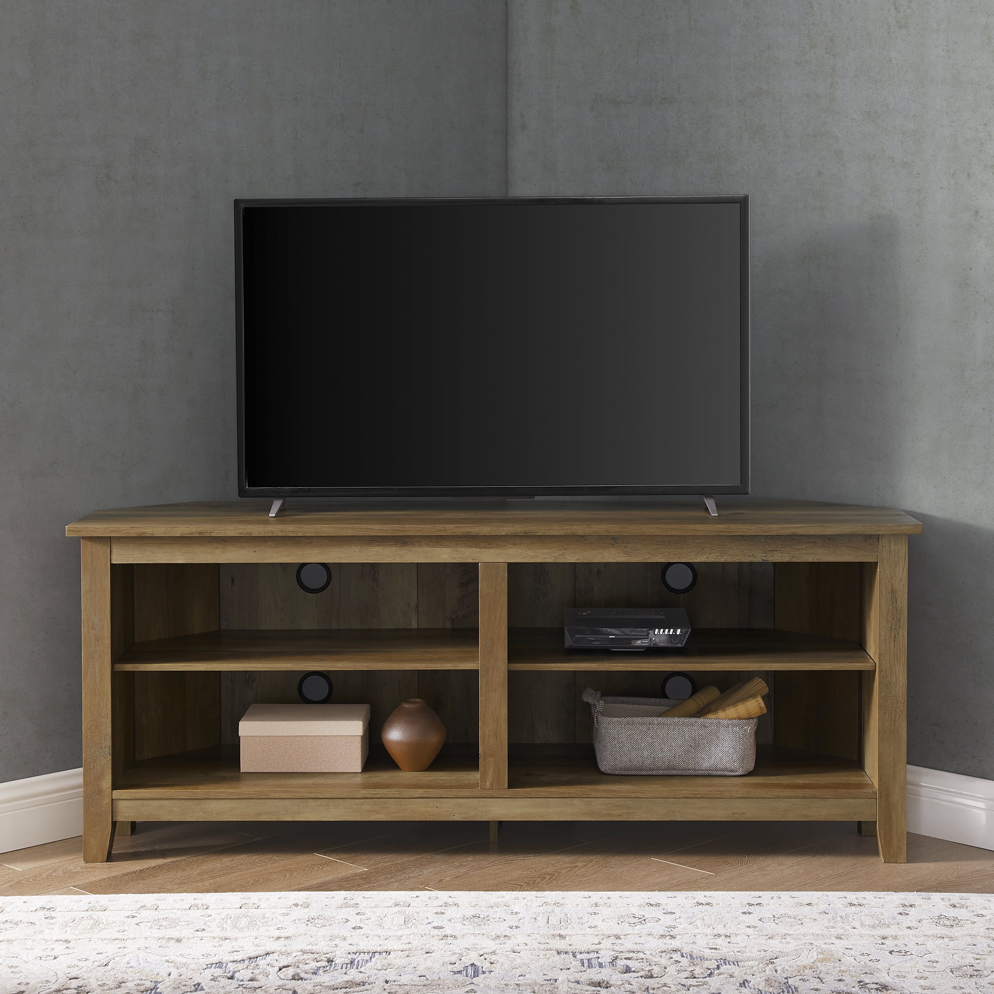 Manor Park Corner TV Stand for TVs up to 65", Reclaimed Barnwood