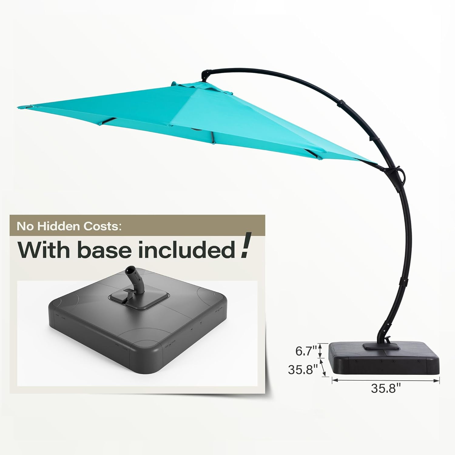 Decksplore Outdoor Patio Umbrella,Curvy Cantilever Umbrella Heavy Duty Offset Hanging Umbrella with 360° Rotation for Garden, Pool(Blue, 11FT)
