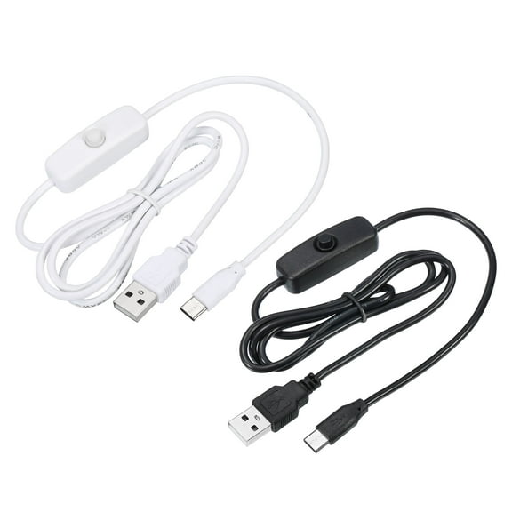 Uxcell 100cm USB Male to USB Type C Male Power Cable with 501 Switch Black，White 1 Set