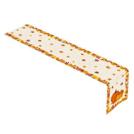 

Mightlink Table Runner Exquisite Pattern Non-Fading Wear Resistant Bright Color Multipurpose Decorative Cotton Linen Halloween Maple Leaf Pumpkin Printed Table Runner for Dining Room