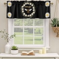 thumbnail image 2 of Black Daisy Bees Curtain Valances for Windows, Kitchen Valance Window Treatments Panel 2 Pack, Spring Farmhouse Honey Floral Rings Rod Pocket Short Curtains for Bathroom Bedroom 54 x 18 Inch, 2 of 8