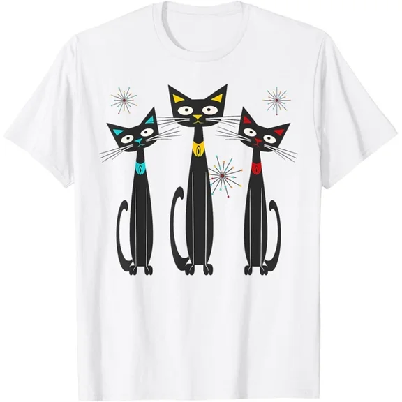 Hot Trending T-Shirt With Vintage Retro Mid-Century Modern Look Cats 50S 60S Style Design Preview Only