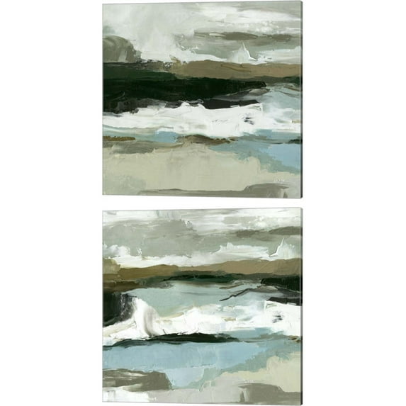 Great Art Now Textured Ocean Tide by Emma Caroline 2 Piece Canvas Art Set Each 14W x 14H