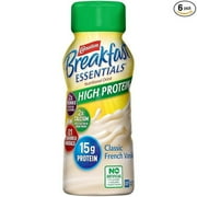 Carnation Breakfast Essentials High Protein Ready-to-Drink, Classic French Vanilla, 8 FL OZ Bottle (Pack of 6) (Packaging May Vary)