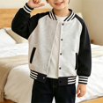 thumbnail image 5 of GiLiling Boys Girls Baseball Jacket School Uniform Fleece Coats Lightweight Jackets Kids Preppy Trendy Tops Long Sleeve Causal Coat (Black, 6-12 Months), 5 of 6