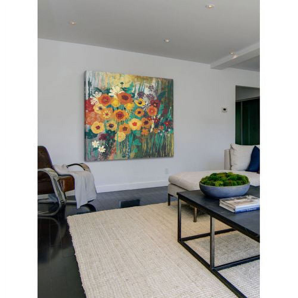 "Floral Frenzy Green I" Painting Print on Wrapped Canvas