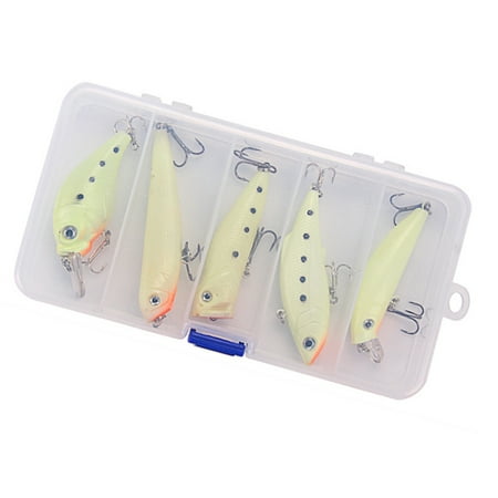 TIERPOP 5Pcs Glows in Dark Crankbait Minnow Fishing Lures Floating Swimbait Wobbler Hard Baits for Freshwater Saltwater Fishing