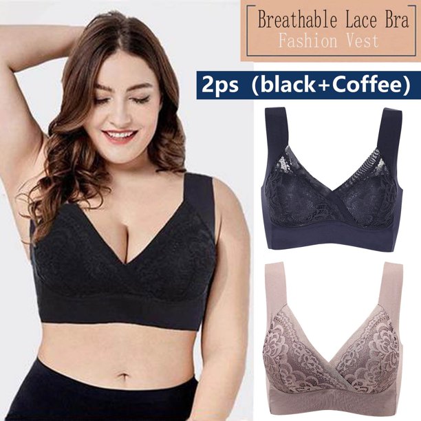 Women's Plus Size Soft Full Coverage Comfort Wirefree Bras Push Up Bras Push Up Multicolor L