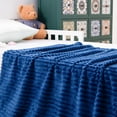 thumbnail image 4 of Ntbay Flannel Fuzzy Soft Warm Cozy Toddler Blanket, Fluffy Warm and Lightweight Reversible Stripes Design Toddler Plush Blanket for Stroller, Crib, Travel, 30" x 40", Navy Blue, 4 of 6