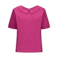 thumbnail image 2 of Women's Linen Cotton Shirt, Short Sleeve Collared Oversized Blouse, Loose Fit Breathable Summer Top for Casual Everyday Wear, Work and Street Style-Watermelon Red, 2 of 7