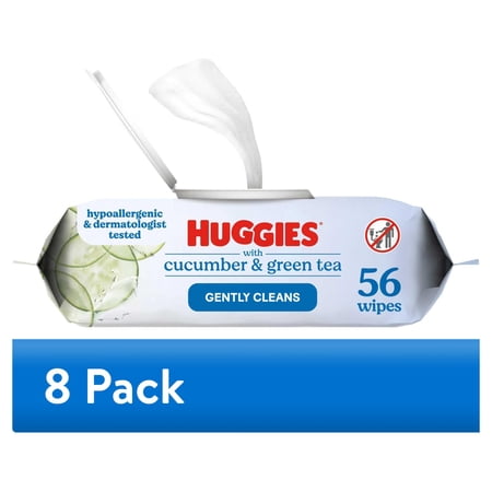(8 pack) Huggies Scented Wipes with Cucumber & Green Tea 1 Flip-Top Packs (56 Total Wipes)