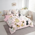 thumbnail image 3 of Homewish Kawaii Dog Lover Bedding Comforter Set 7pcs for Kids, Pink Cartoon Dalmatian Queen Bedding Sets, Funny Pug Animal Reversible Queen Sheet Sets, Luxury Bedroom Decor, 3 of 7