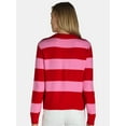 thumbnail image 3 of 99 Jane Street Women's and Women's Plus Striped Sweater with Bow Design, Midweight, Sizes XS-4X, 3 of 6