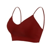 Womans Bras Womens Bras Everyday Bras No Underwire Bra Fashion Women Solid Color Thin Shoulder Strap Beautiful Back V Neck Wrap and Wipe The Chest Wireless Strap Bra