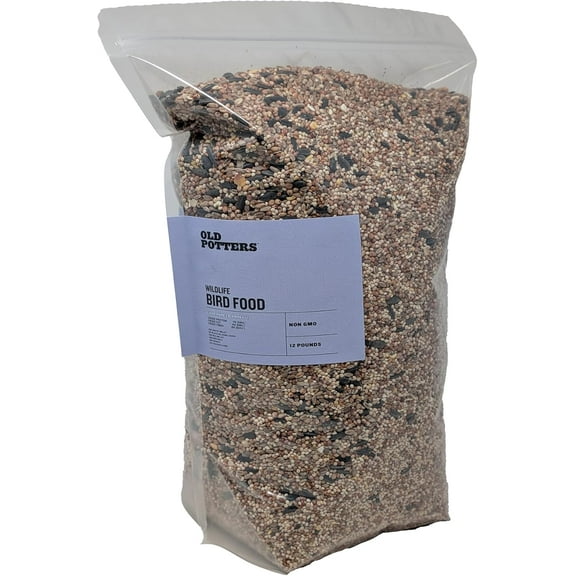 Old Potters Wild Bird Seed Blend – Non-GMO, Natural Mix with Millet, Milo, Sunflower, Corn & Wheat – Attracts Ground-Feeding Birds – 25 lb