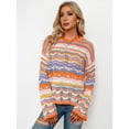 thumbnail image 6 of Women'S Colorful Sweater Crochet Open Knit Long Sleeve Crew Neck Oversized Sweater Orange S, 6 of 8