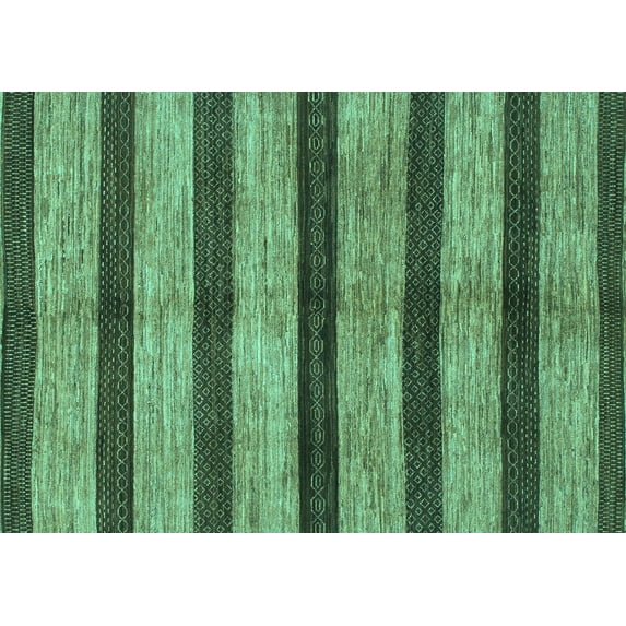 Ahgly Company Machine Washable Indoor Rectangle Oriental Turquoise Blue Modern Area Rugs, 8' x 10'